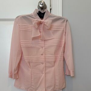 Elegant Pink Blouse with Bow Detail
